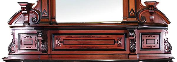 Antique American Renaissance Walnut Sideboard with Lacquer & Mirror, c. 1870.