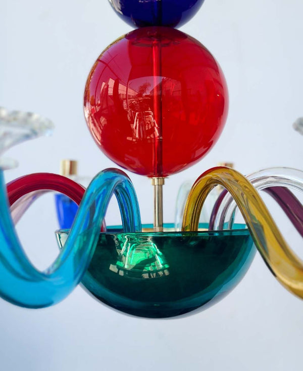 Modern Multicolor Murano Glass Chandelier by Gio Ponti for Venini, Italy, 2012.
