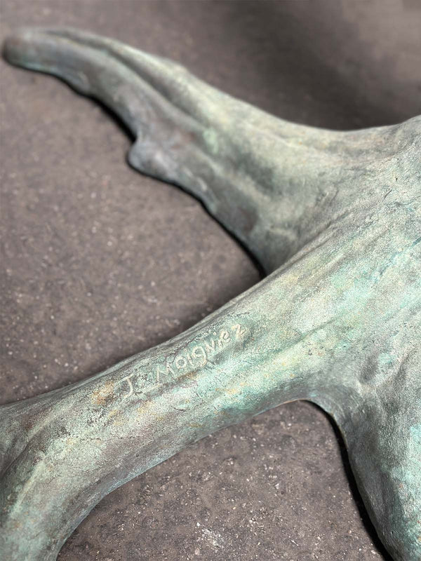 Vintage Parrot Bronze Sculpture w/ Green Patina After J. Moigniez