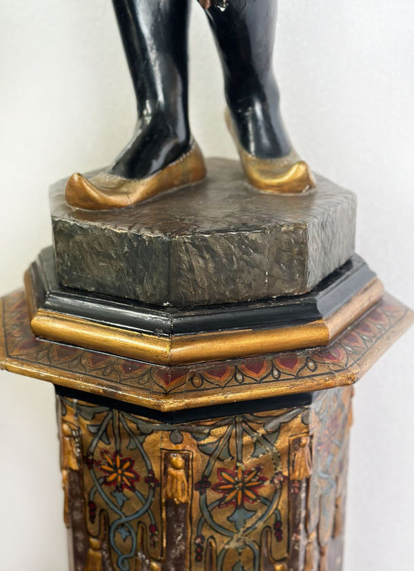 19th Century Venetian Blackamoor Statue with Pedestal