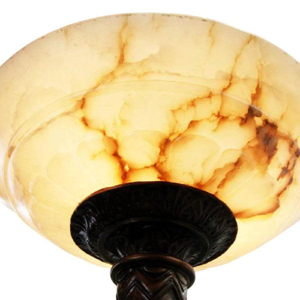 Pair of Late 19th Century Gothic Revival Bronze Torcheres with Alabaster Shades