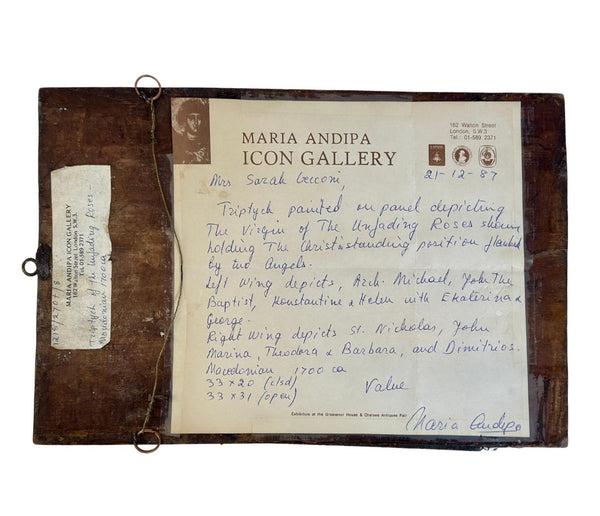 Triptych Russian Icon of Christ & The Virgin of the Unfading Roses, c. 1700's