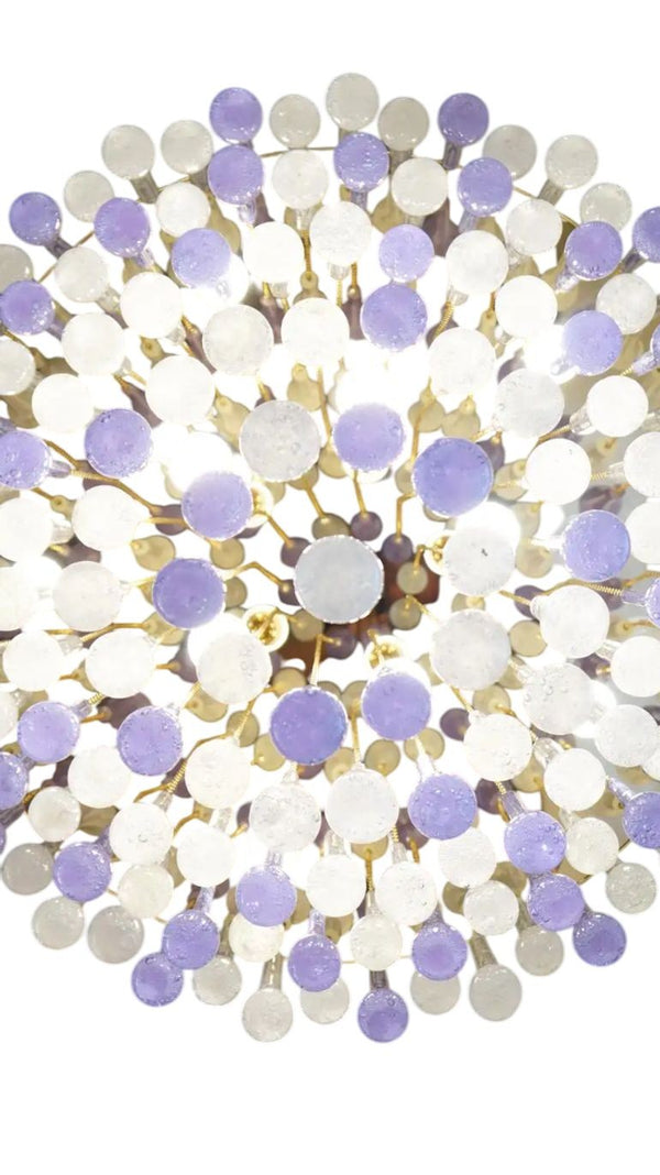 Pulegoso & Alexandrite Glass Drop Flush Mount Chandelier by Franco Luce, 1980.