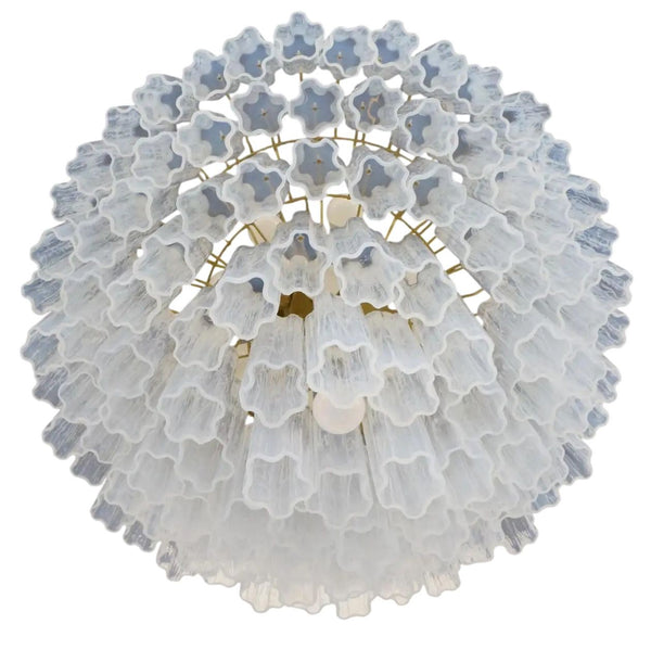 Toso Vetri d’Arte Opaline Murano Glass Chandelier. Italy, 1984.