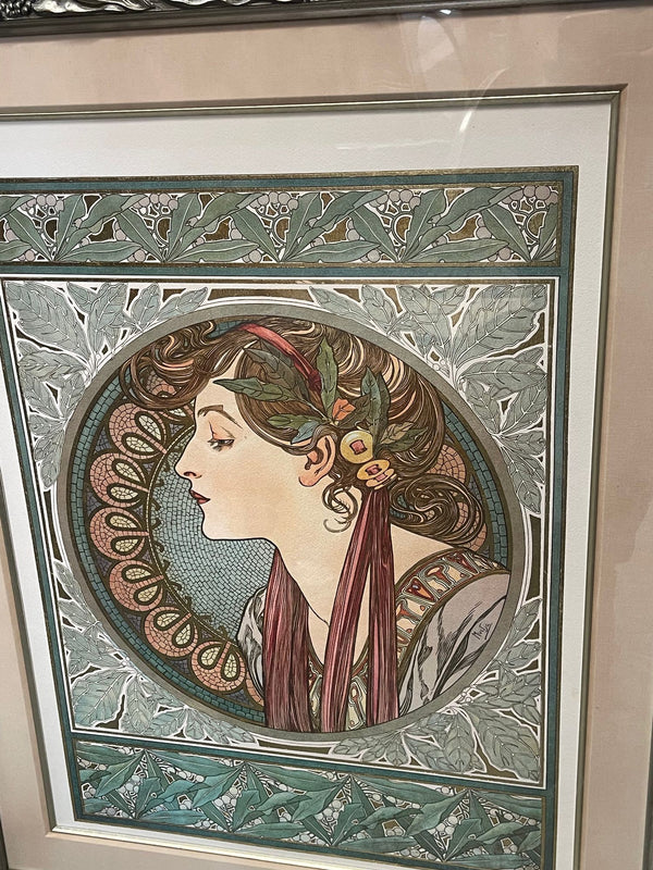 Set of Two Mucha Foundation Art Nouveau Prints "Ivy" and "Laurel" AP 20/50.