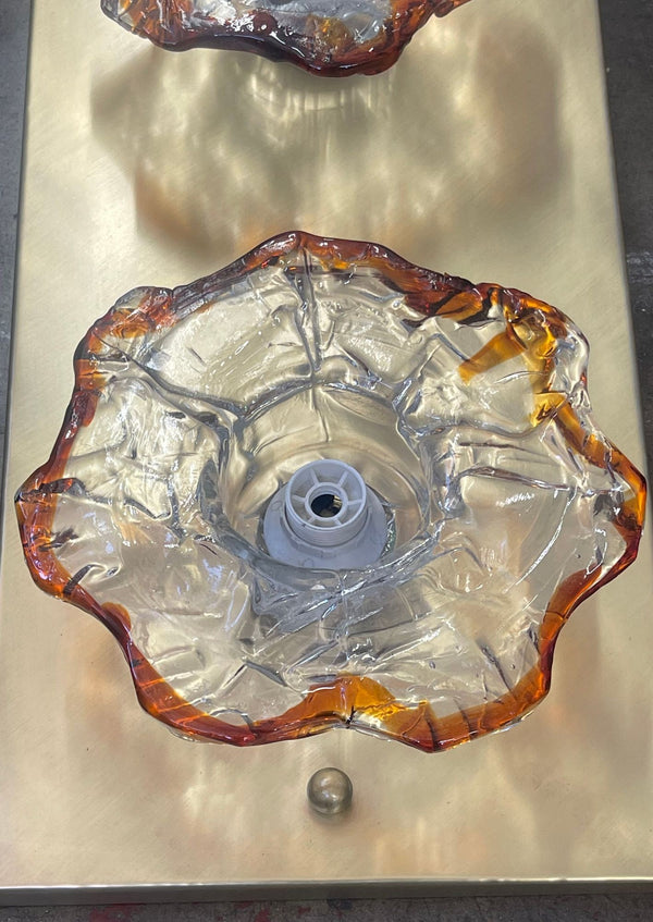 Unique Pair of Murano Glass Flower Sconces Designed by Mazzega, Italy, 1970's.