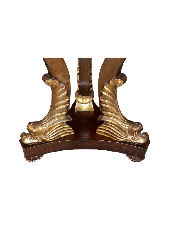 Pair Italian Early 20th C. Pietra Dura Chess Tables with Mahogany and Gilt Bases