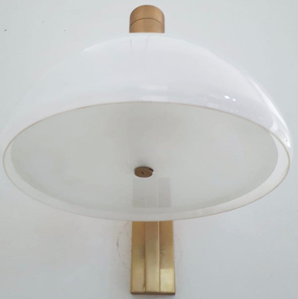 Set of Six Mid-Century Sconces with Opaline White Glass by Sirrah. Italy, 1960's