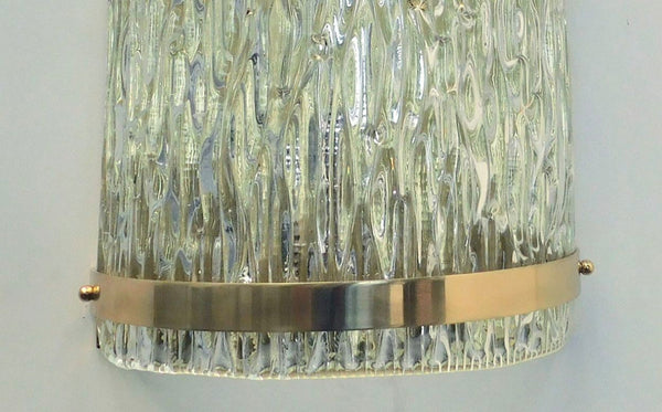 Set of Eight Cascata Sconces with Clear Murano Glass. Italy, 1980's.