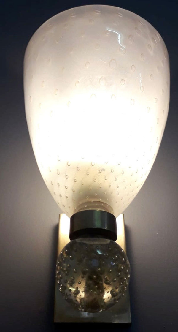 Pair of Bollicine Murano Glass Coppa Sconces. Italy,1970's.