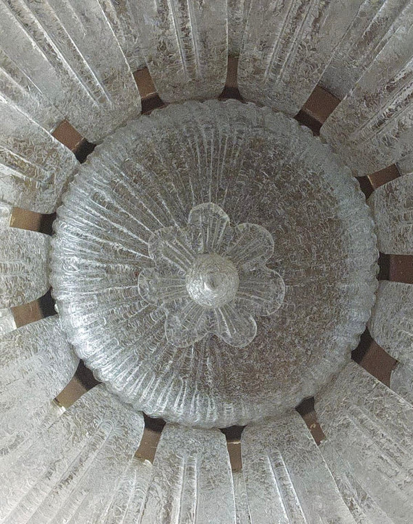 Vintage Flush Mount with Clear Graniglia Murano Glass Leaves. Italy, 1960's.