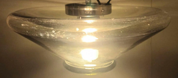 Pair of Flush Mounts or Sconces w/ Smoky Murano Glass by Leucos. Italy, 1960's.