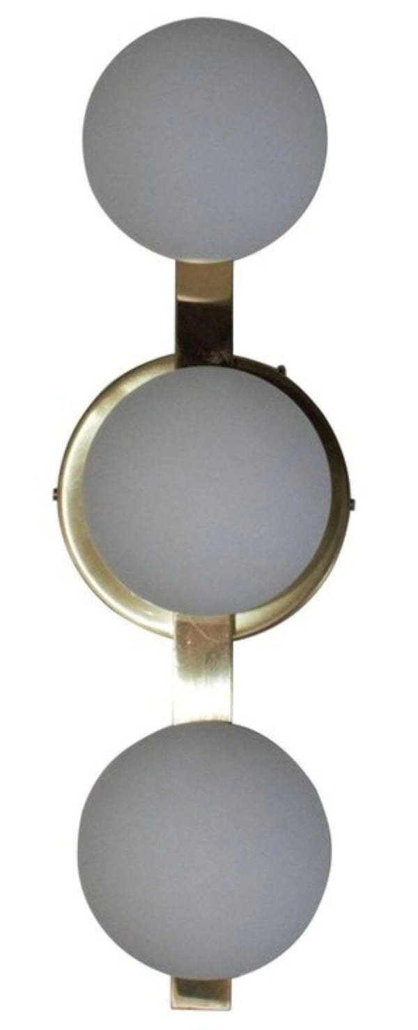 Set of Six Terzetto Sconces with Frosted White Murano Glass. Italy, 1970's.