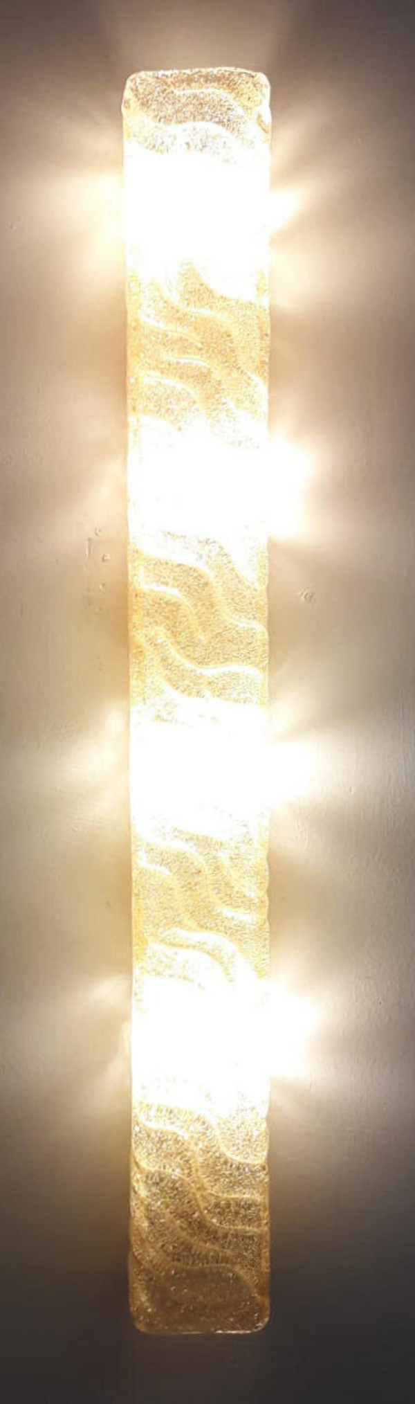 Set of Three Long Canale Amber Sconces by Barovier e Toso, Italy, 1960's.