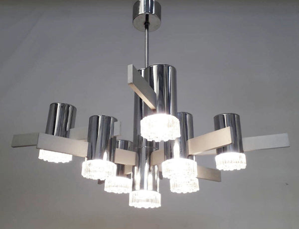 Geometric Chandelier by Gaetano Sciolari, Italy, 1970's.