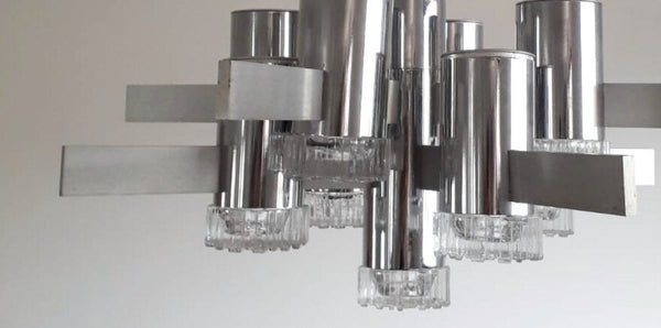 Vintage Italian Chandelier/Pendant by Gaetano Sciolari, Italy, 1970's.