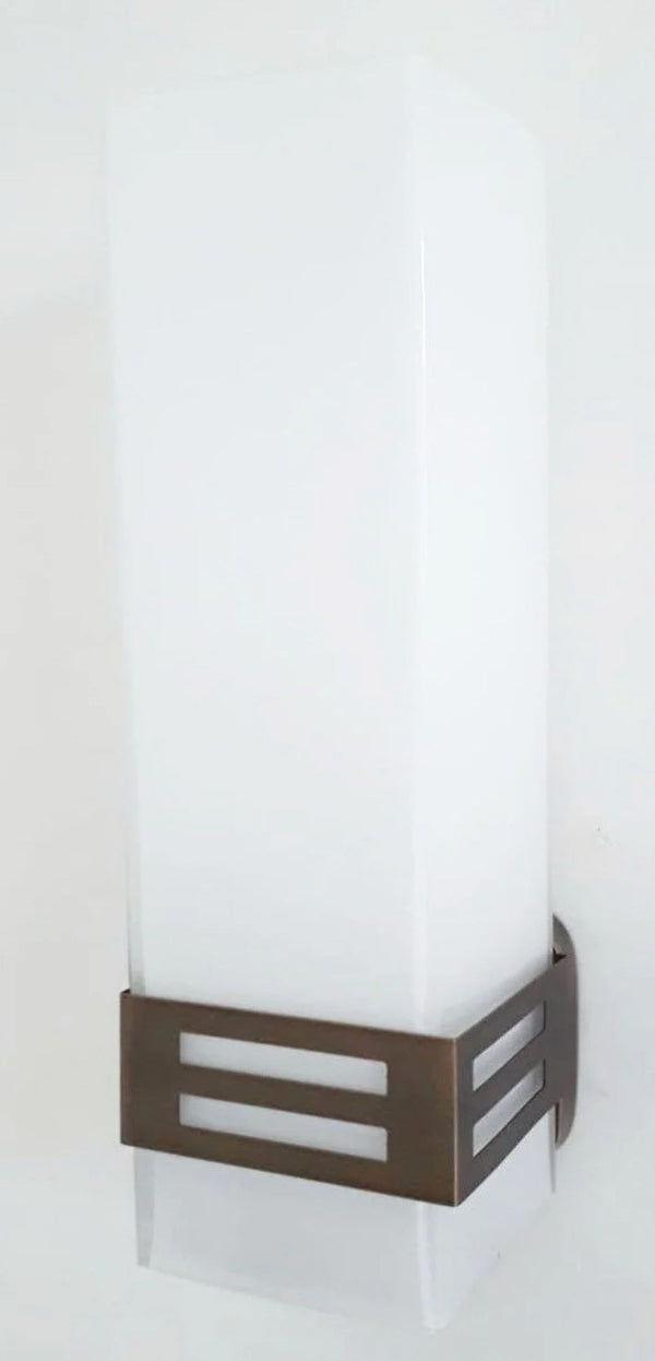 Set of 12 Grattacielo Frosted Murano Glass Sconces, Italy, 1990's.