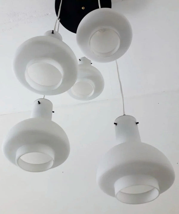 Stilnovo Italian Pendant Flush Mount, 5 Lights, Adjustable, 1960's.