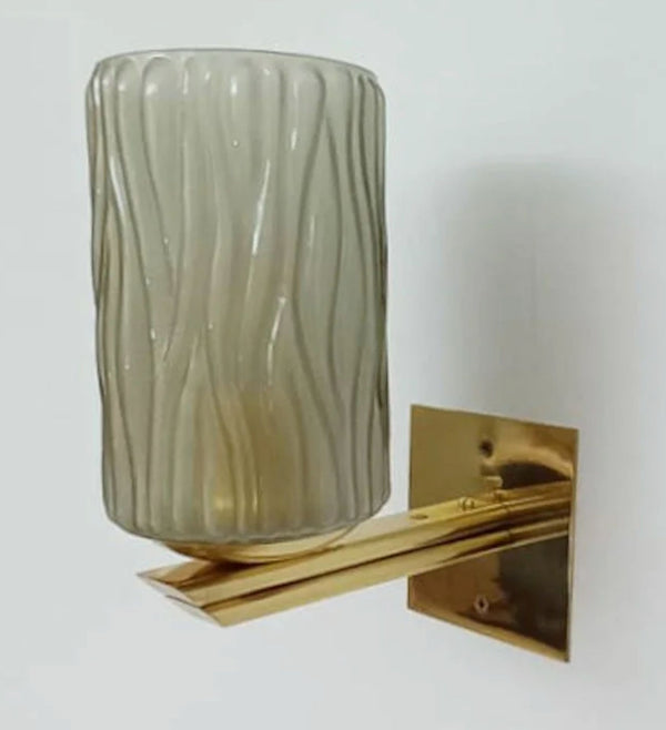 Set of Eight Smoky Textured Murano Sconces by Barovier e Toso. Italy, 1950's.