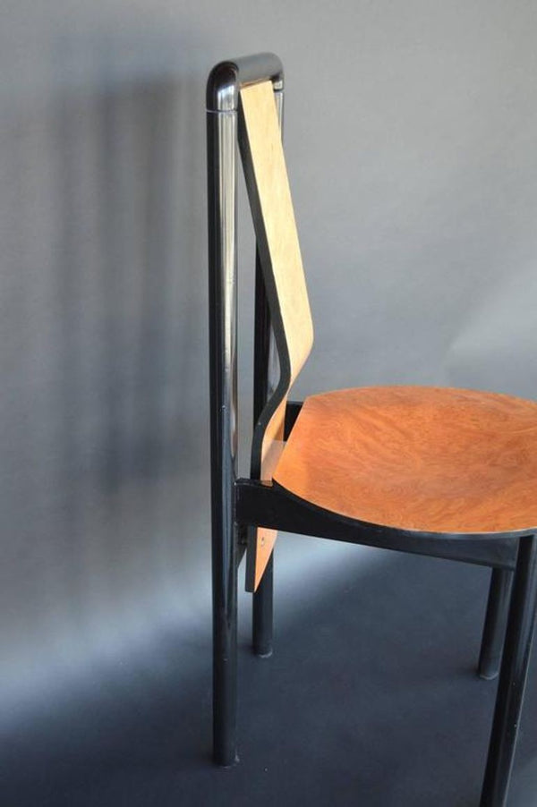 Set of Six Pierre Cardin Dining Chairs in Pecan & Ebonized Maple. U.S.A. 1970's