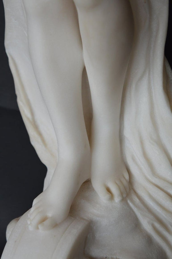 Late 19th Century Italian Carrara Marble Statue of a Young Lady.