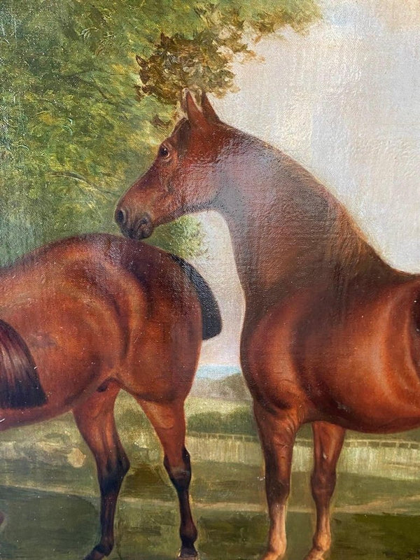 "Three Hunters by a Dovecot" by E. Tolley / Signed & Dated 1872.