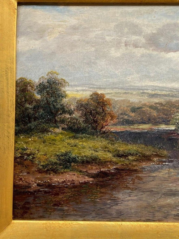 19th Century Pastoral Landscape Oil Painting by F. Allen