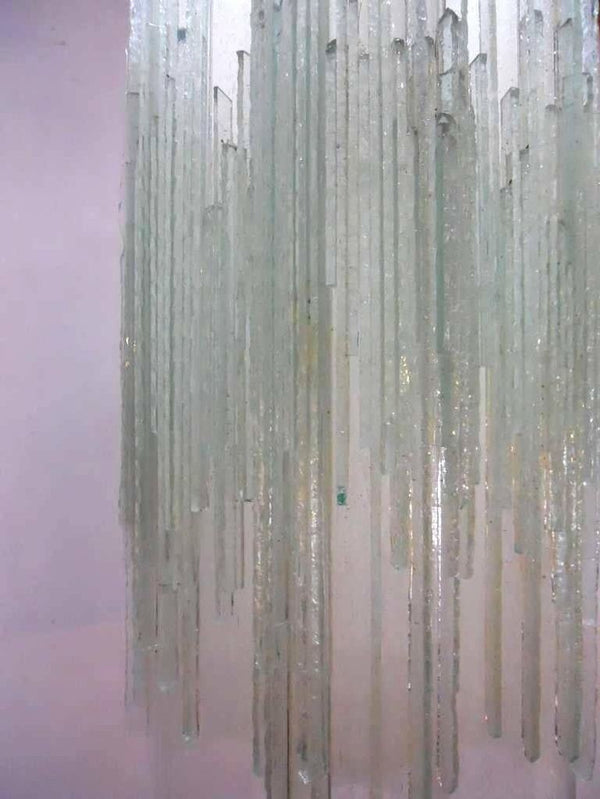 Vintage Pendant w/ Frosted Murano Glass Tubes Designed by Poliarte, Italy, 1970s