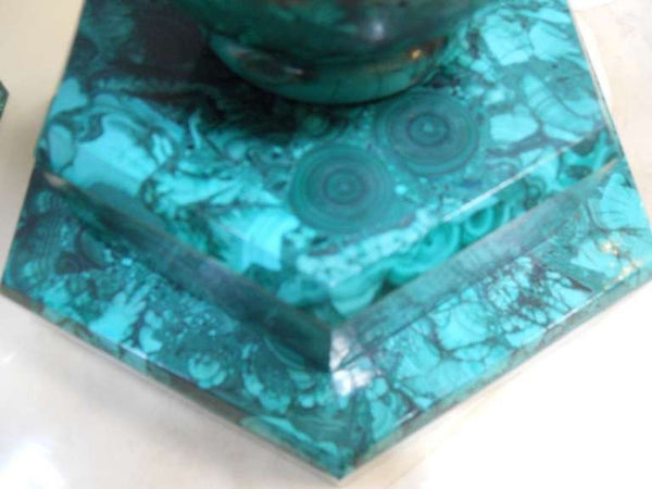 Impressive Set of 6 Malachite Vases, Congo, 1960's.