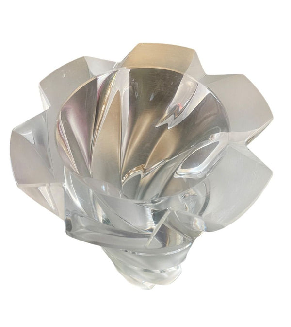 Lalique "Narcisse" Swirl Glass Vase, Signed. France, 1970's.