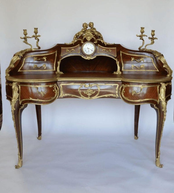 French Palatial Louis XV Gilt Bronze Bureau-Plat Cartonnier '19th Century'