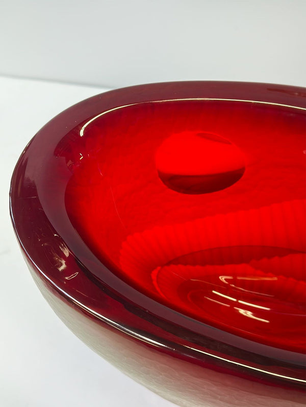 Vintage Italian Red & Clear Murano Glass Vase by Romano Dona, c. 1960's