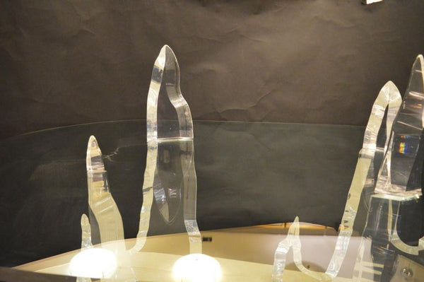 Stunning Signed Lion in Frost "Iceberg" Acrylic Dining Table, U.S.A. 1970's.