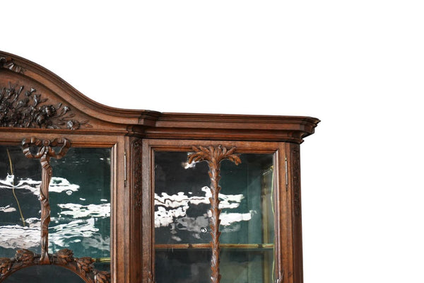 Late 19th Century French Oak Display Cabinet with Ribbon & Garland Glazing