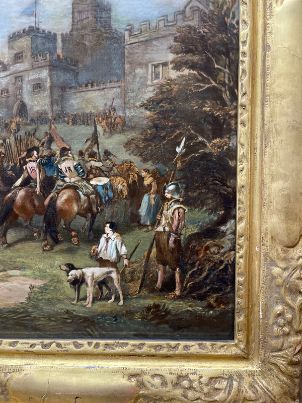 18th C. Painting on Canvas of King James I Visit to Hoghton Tower