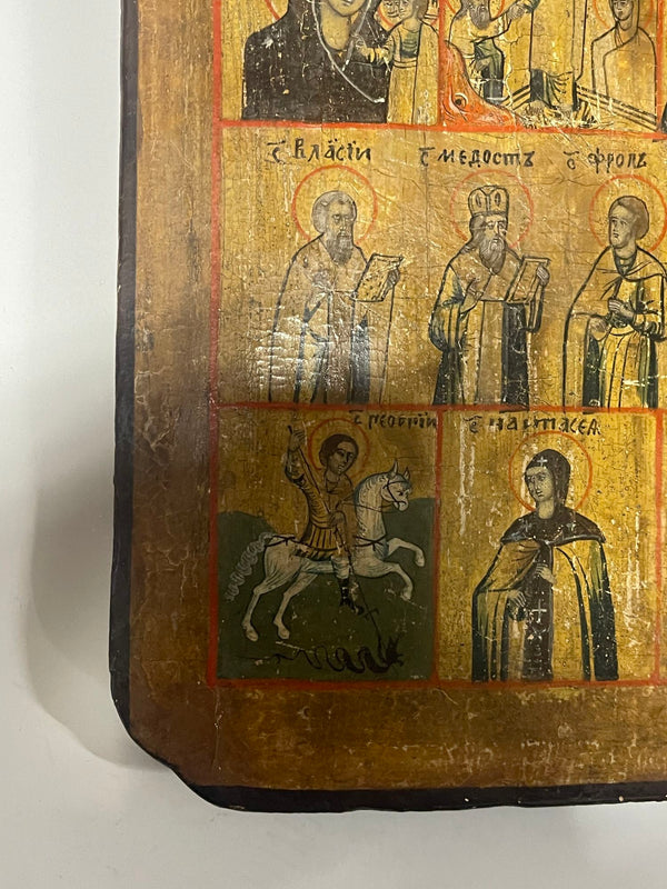 19th Century Russian School Icon with Three Registers