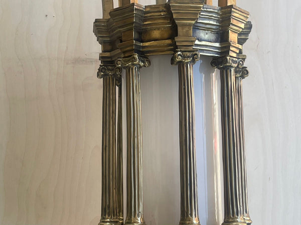 Pair Early 20th Century American Victorian Bronze Spiked Lantern Sconces w Glass