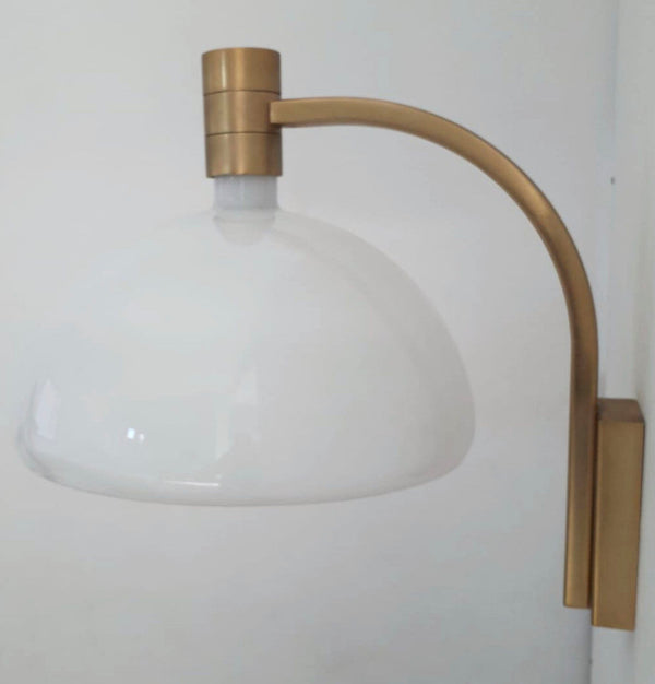 Set of Six Mid-Century Sconces with Opaline White Glass by Sirrah. Italy, 1960's