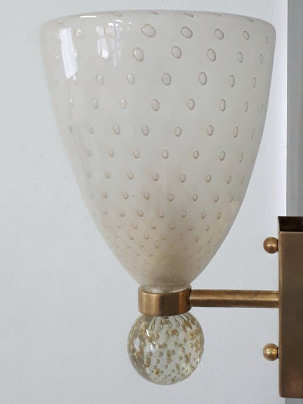 Pair of Bollicine Murano Glass Coppa Sconces. Italy,1970's.