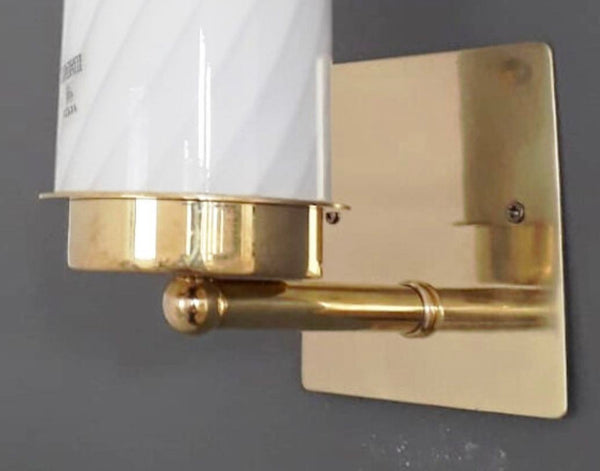 Set of Twelve Milky White "Murano Vetri 04" Cylinder Sconces. Italy, 1960's.