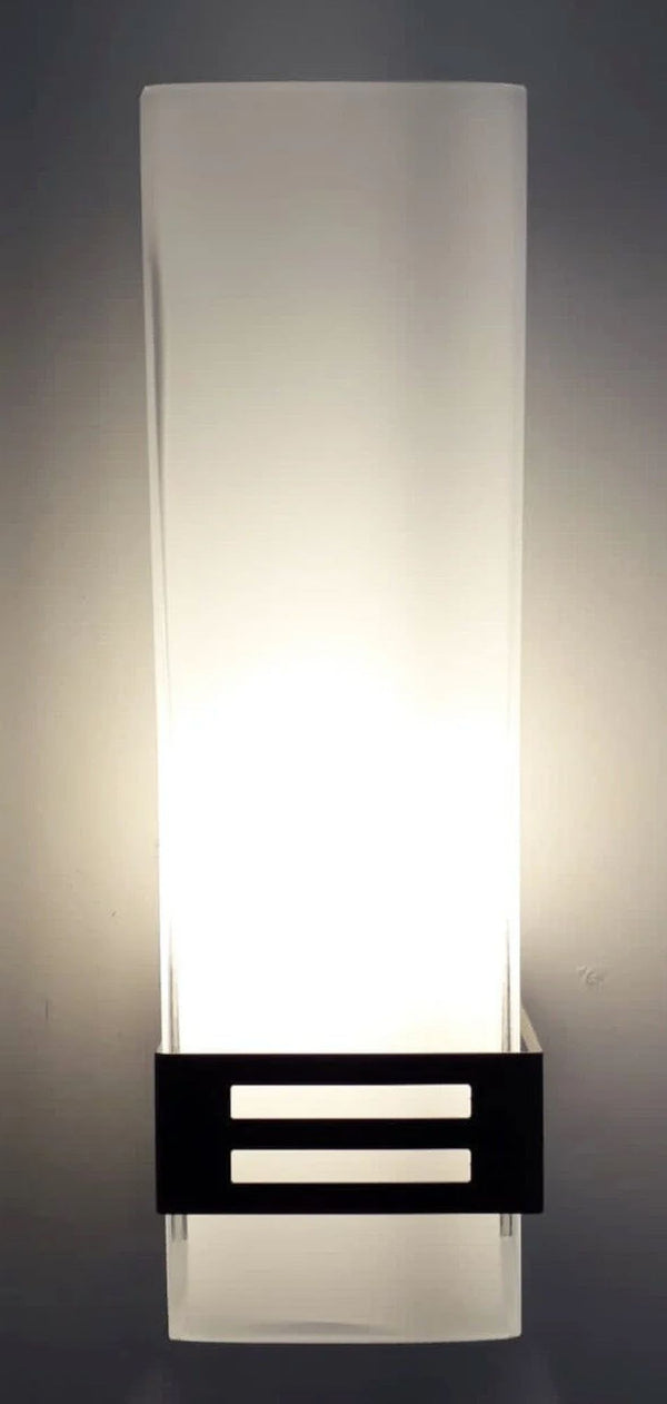 Set of 12 Grattacielo Frosted Murano Glass Sconces, Italy, 1990's.