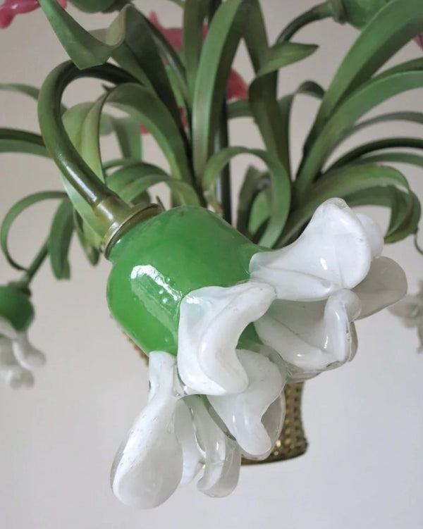 Flower Chandelier by Banci Firenze – Murano Glass & Gilt Iron, Italy, 1980's.