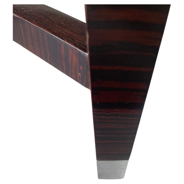 Art Deco Style Macassar Wood & Shagreen Coffee Table w/ Nickel. Italy, 1970's.