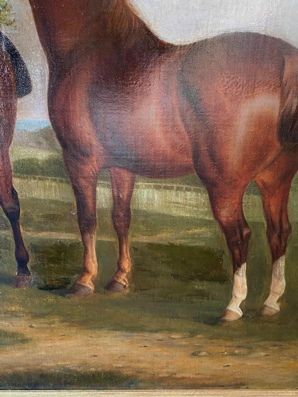 "Three Hunters by a Dovecot" by E. Tolley / Signed & Dated 1872.