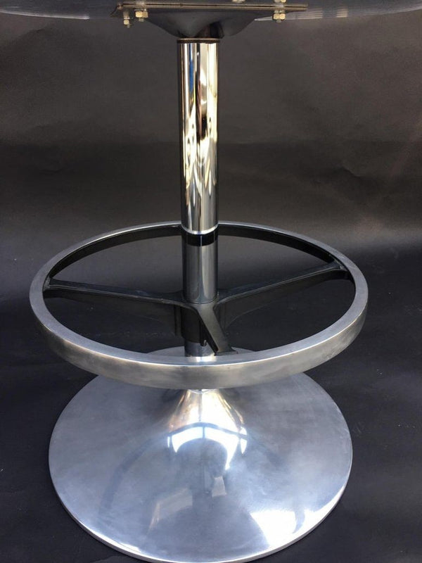 Set of Four Acrylic & Metal Bar Stools with Fabric Cushions. U.S.A. 1980's.