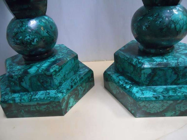 Impressive Set of 6 Malachite Vases, Congo, 1960's.