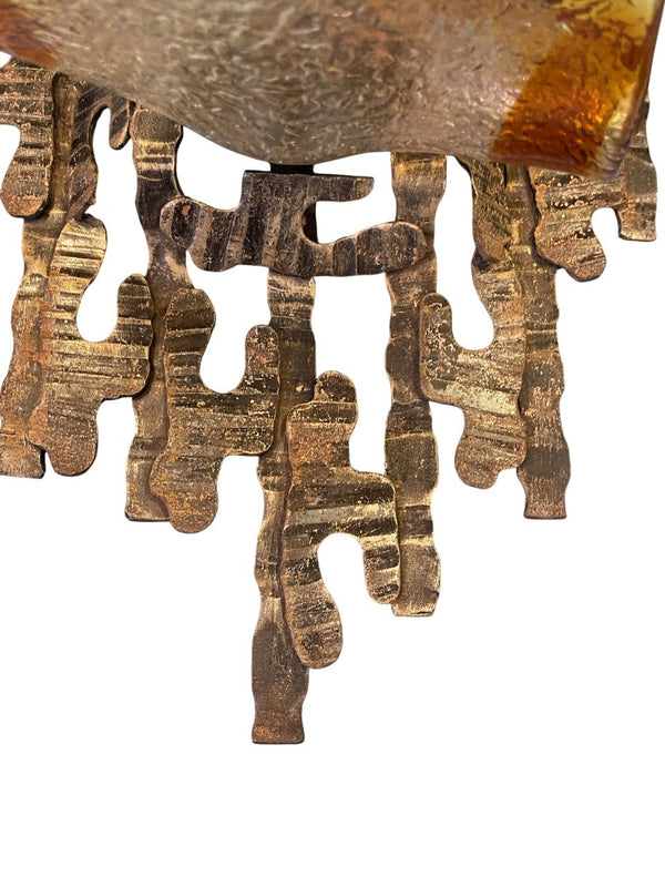 Pair of Murano Glass Sconces by Mazzega on Brutalist Metal Frames. Italy, 1970's