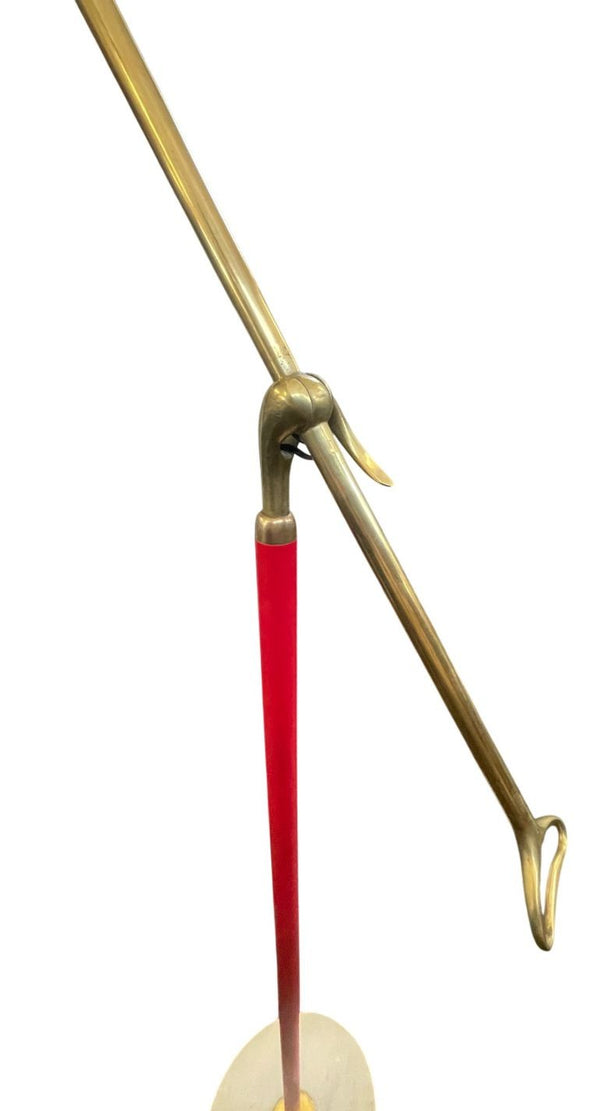 Italian Stilnovo Counterbalance Floor Lamp with Stamped Marble Base, Circa 1960.