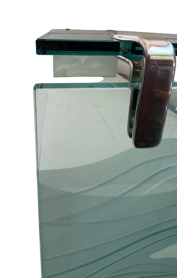 Etched Glass Coffee Table in the Style of Fontana Arte, Italy, 1960's.