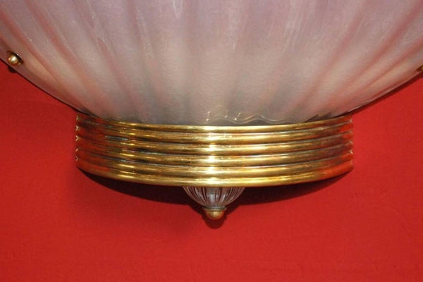 Set of Thirteen Oversized Murano Shell Sconces by Barovier e Toso, Italy, 1950's